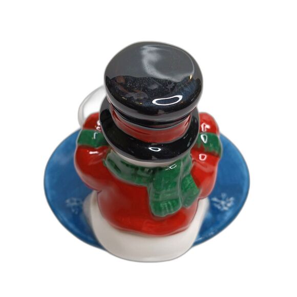 Christmas Ornament Snowman and Teacup Tealight Ceramic Candle Holder Decor - Picture 6 of 9